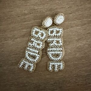 White Beaded Bride Earrings